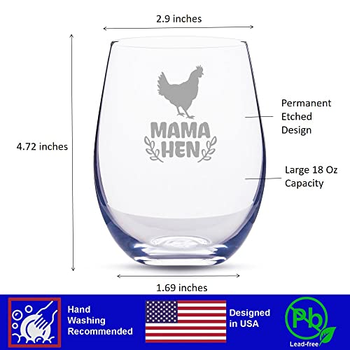 Christmas Gifts for Chicken Lovers Women, Handmade Wine Water Drinking Glass Tumbler,18 Ounces, Great Gifts for Mom Wife