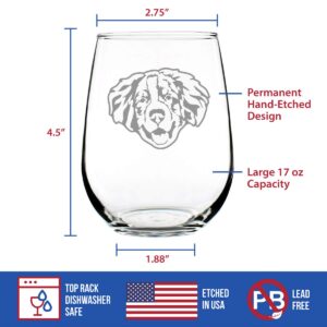 Bernese Mountain Dog Face Stemless Wine Glass - Cute Dog Themed Decor and Gifts for Moms & Dads of Berneses - Large 17 Oz