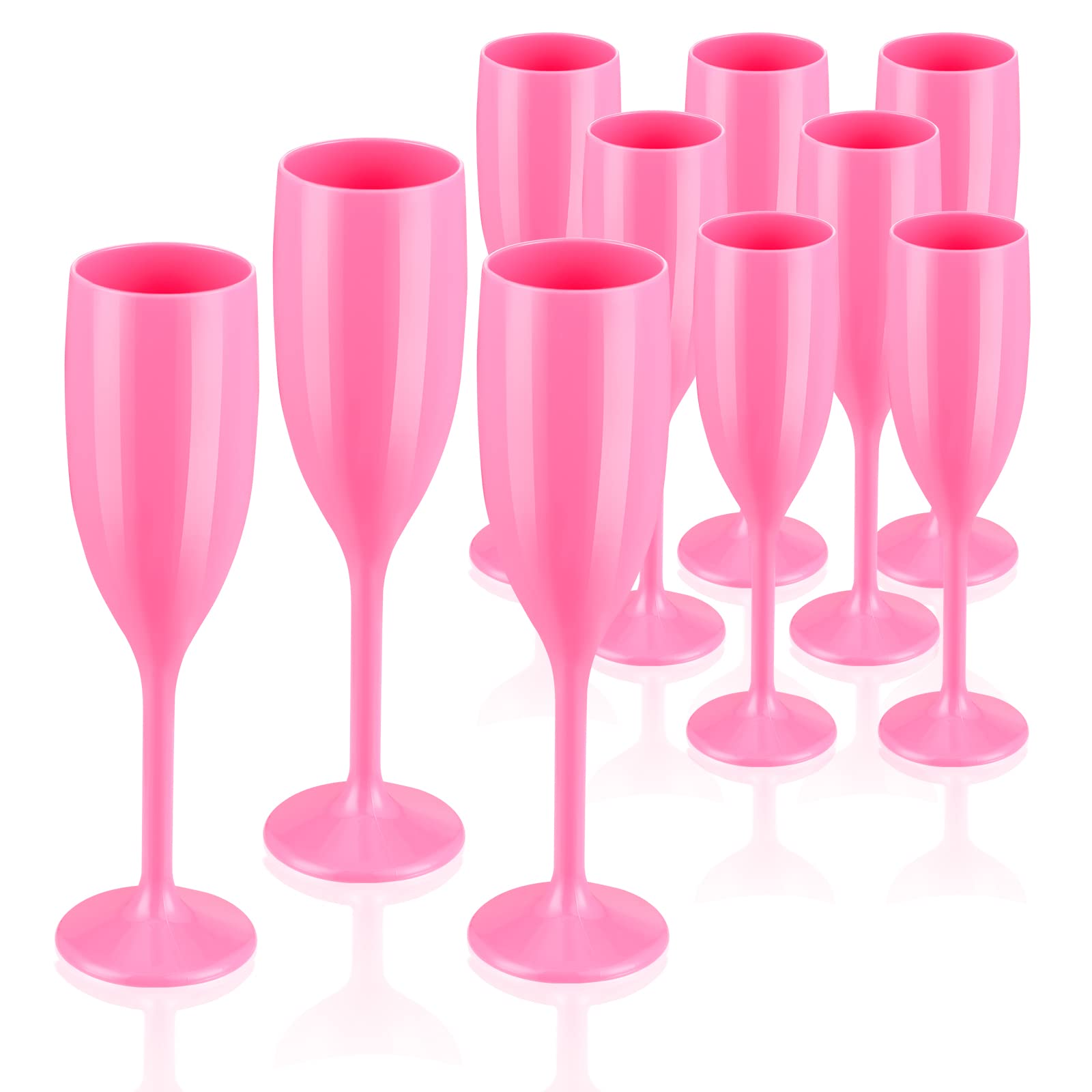 XUWAIDSGN Champagne Flute Acrylic Champagne Glasses Wedding Toasting Champagne Flute Goblet Plastic Reusable Unbreakable Champagne Cups for Bachelorette Wedding Bridal Shower Party (Pink, 10)