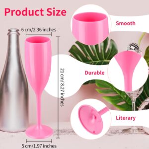 XUWAIDSGN Champagne Flute Acrylic Champagne Glasses Wedding Toasting Champagne Flute Goblet Plastic Reusable Unbreakable Champagne Cups for Bachelorette Wedding Bridal Shower Party (Pink, 10)