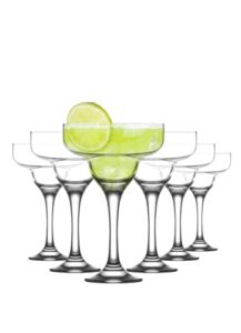 lav margarita glasses set of 6 - margarita cocktail glasses 10.25 oz - clear daiquiri glasses for parties - classic cocktail drinking glasses for frozen drinks - made in europe