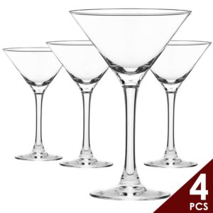 Chouggo Martini Glasses Set of 4, Hand Blown Premium Crystal Cocktail Glasses, for Bar, Martini, Cosmopolitan, Manhattan, Gimlet, Pisco Sour - 9Oz, Clear