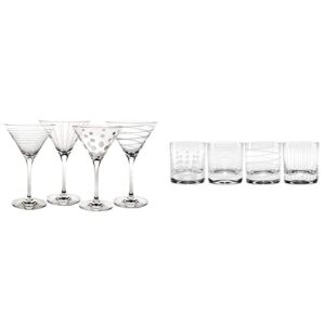 mikasa cheers martini glass set of 4 and double old fashioned glass set of 4