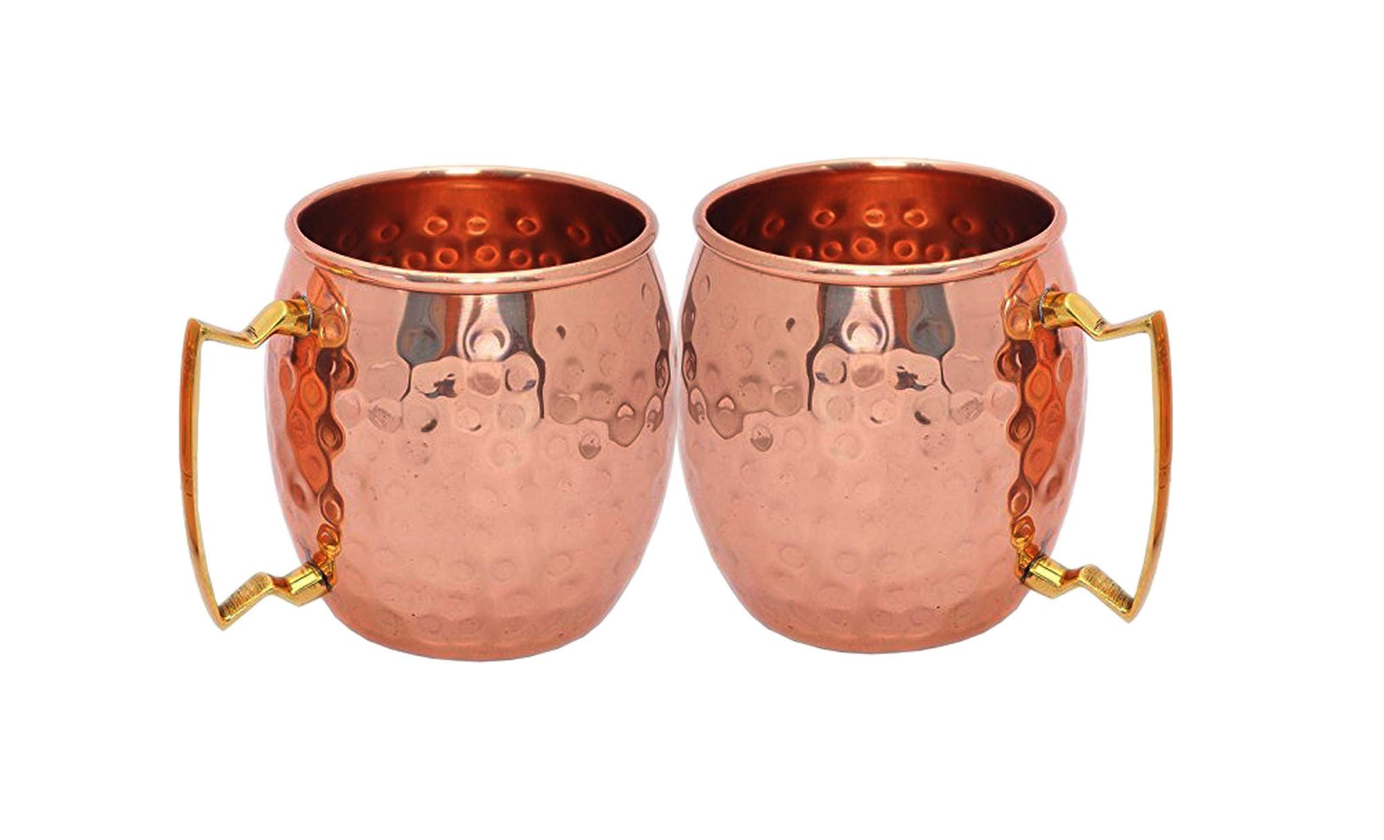 PARIJAT HANDICRAFT Set of 4 copper moscow mule mugs authentic and solid cups glasses hammered finished capacity- 16-Ounce