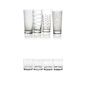 mikasa cheers highball glass, 19.75-ounce, set of 4, double old fashioned glass, clear clear, set of 4