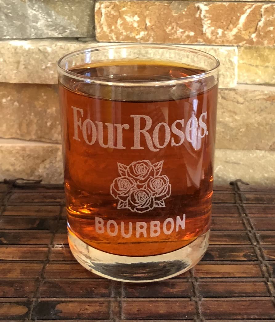 FOUR ROSES BOURBON Collectible Whiskey Glass 8 Oz