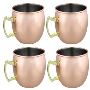 g francis moscow mule copper mugs, 4pc set - 18oz smooth copper drinking cups moscow mule glasses set for ginger beer and cocktails