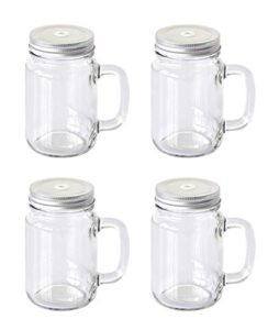mason blank sublimation transparent clear glass jar mugs 430ml with glass handles and straw drinking heat dye transfer 4 pieces