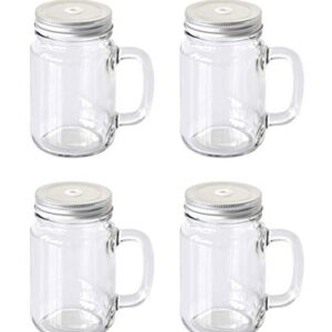 Mason Blank Sublimation transparent clear glass Jar Mugs 430ml with glass handles and straw drinking heat dye transfer 4 pieces