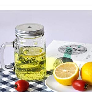 Mason Blank Sublimation transparent clear glass Jar Mugs 430ml with glass handles and straw drinking heat dye transfer 4 pieces