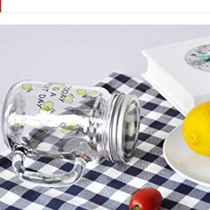 Mason Blank Sublimation transparent clear glass Jar Mugs 430ml with glass handles and straw drinking heat dye transfer 4 pieces