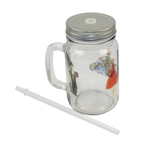 Mason Blank Sublimation transparent clear glass Jar Mugs 430ml with glass handles and straw drinking heat dye transfer 4 pieces