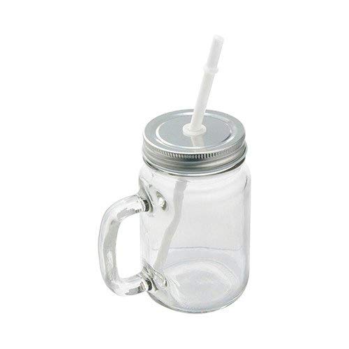 Mason Blank Sublimation transparent clear glass Jar Mugs 430ml with glass handles and straw drinking heat dye transfer 4 pieces