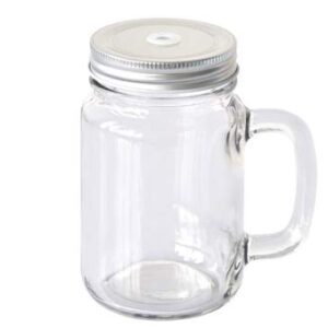 Mason Blank Sublimation transparent clear glass Jar Mugs 430ml with glass handles and straw drinking heat dye transfer 4 pieces