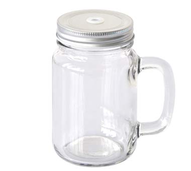 Mason Blank Sublimation transparent clear glass Jar Mugs 430ml with glass handles and straw drinking heat dye transfer 4 pieces