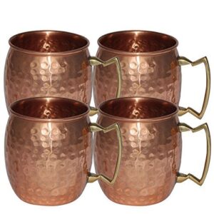 original moscow mule mug, 18-ounce solid copper hammered moscow mule mug set of 4