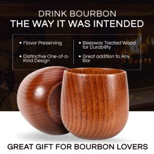 Oaksip The Original Wooden Bourbon Drinking Glass Bourbon Gifts for Men | Finished Wooden Old Fashioned Glass | Great Whiskey Gifts for Men, Dad, or Brother (2 Pack)