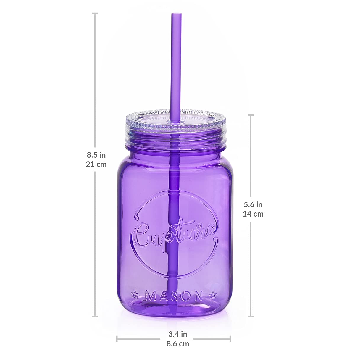 Cupture Acrylic Mason Jar Tumbler Mugs with Lids & Straws - 20 oz, 6 Pack (Warm Blossom)