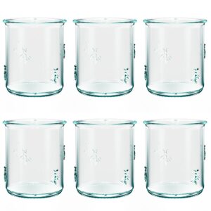 amici home regina dof glass | 12 oz | italian made, recycled green glass | drinking glass with embossed bee design for water, juice, iced tea, cocktails (set of 6)