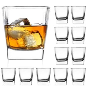 qappda heavy base whiskey glasses 8 ounce set, rock glasses whiskey shot glasses for liqueur,double side cordial glasses,vodka glass cups,cocktail glass tequila cups small glass cups set of 12…