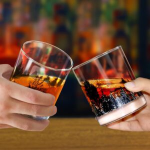 TOOWELL Whiskey Glasses Set of 2, 11OZ Bourbon Glasses Old Fashioned Glasses Handmade Lead-Free Scotch Tumbler, Birthday Gifts Valentines Day Gift, Rocks Glass for Liquor and Cocktail