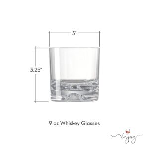 Unbreakable Plastic Whiskey Glasses (Set of 4) 9 oz Dishwasher Safe, Shatterproof Tritan Drinking Glasses for Whiskey, Durable Plastic Wine Glass, Plastic Rocks Glass, Bar Glasses Sets for Home