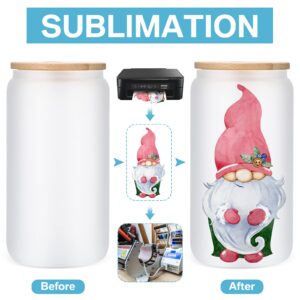 Sieral 16 oz Sublimation Glass Blanks, Beer Can Tumbler with Bamboo Lids and Glass Straws, Sublimation Jars Water Tumbler Cups for Coffee Juices Cocktail Wine DIY Gifts (20 Pieces)