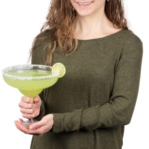 Extra Large Margarita Glasses 2 Pack - 33 oz per Giant Glass - Each Fits 3 Regular Margs - Fun for Tequila Lovers, 21st Birthdays & Mexican Dinner Night - Jumbo Drinking Glasses for Cocktail Parties