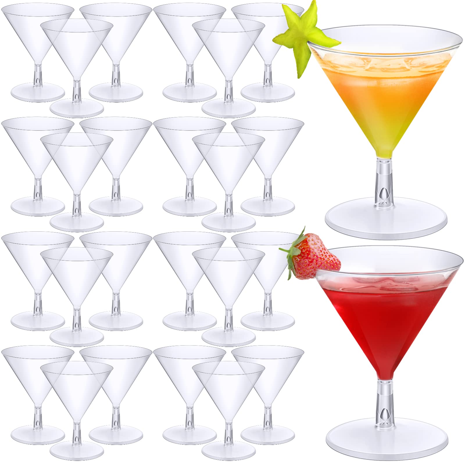 Boao Clear Plastic Martini Glasses 2oz Disposable Cocktail Glasses Mini Dessert Cups Shooter Shot Glasses for Parties Wedding Events, Cocktails Parties (150 Pieces)