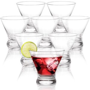 DEAYOU 8 Pack Stemless Glasses Set, Cocktail Glasses with Base for Gimlet, Margarita, Drink, Juice, Party, Gift, 7 OZ