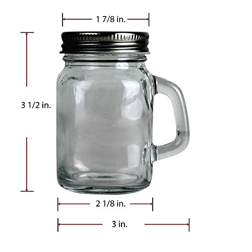 Mini Mason Jar 4 Ounce Mugs (Not Full Size) - Set of 12 Miniature Glasses With Handles And Leak-Proof Lids - Great For Gifts, Drinks, Favors, Candles And Crafts