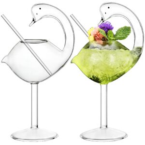 brand generic cocktail glass - set of 2 swan glass 6oz creative drinking glasses wedding gift for juice, martini, tequila, margarita