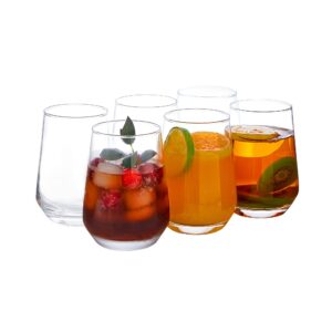 Ecentaur Water Glasses Set of 6 Highball Drink Glasses Juice Glasses Base Glassware for Wine Beer Whiskey Cocktails Beverage Drinking Tall Tumbler