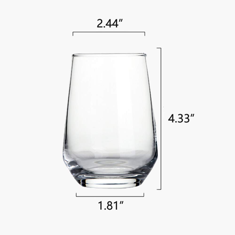 Ecentaur Water Glasses Set of 6 Highball Drink Glasses Juice Glasses Base Glassware for Wine Beer Whiskey Cocktails Beverage Drinking Tall Tumbler