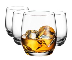 godinger double old fashioned whiskey glasses, rocks glasses, glass beverage cups, european made - 12oz, set of 4
