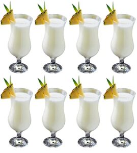 epure venezia collection 8 piece hurricane glass set - perfect for drinking pina coladas, cocktails, full-bodied beer, juice, and water (pina colada (15.5 oz))