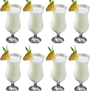 epure Venezia Collection 8 Piece Hurricane Glass Set - Perfect for Drinking Pina Coladas, Cocktails, Full-Bodied Beer, Juice, and Water (Pina Colada (15.5 oz))