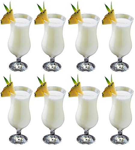 epure Venezia Collection 8 Piece Hurricane Glass Set - Perfect for Drinking Pina Coladas, Cocktails, Full-Bodied Beer, Juice, and Water (Pina Colada (15.5 oz))