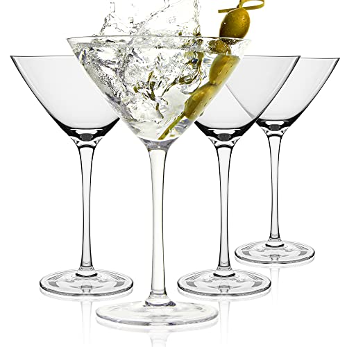 Martini Glasses Set of 4 (9 oz) – Cocktails Glass for Any Drink – Elegant Cocktail Glasses for Hosting Parties – Hand-Blown Crystal Martini Glasses – Give a Fancy Martini Set Gift