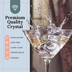 Martini Glasses Set of 4 (9 oz) – Cocktails Glass for Any Drink – Elegant Cocktail Glasses for Hosting Parties – Hand-Blown Crystal Martini Glasses – Give a Fancy Martini Set Gift