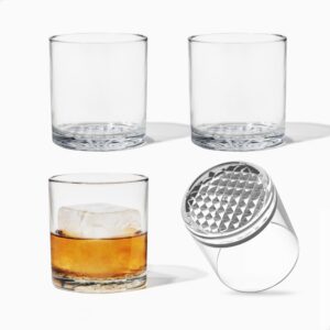 tossware reserve 12oz old fashion set of 4, premium quality, tritan dishwasher safe & heat resistant unbreakable plastic whiskey glasses