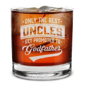 shop4ever only the best uncles get promoted to godfather varsity pregnancy announcement engraved whiskey glass (11 oz.)