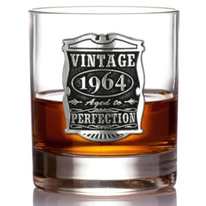 english pewter company vintage years 1964 60th birthday or anniversary old fashioned whisky rocks glass tumbler - unique gift idea for men [vin002]