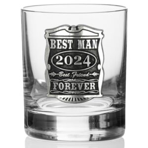 English Pewter Company 11oz Best Man Tumbler Old Fashioned Whisky Rocks Glass Personalised With Your Year – Perfect Wedding Party Gifts For Your Groomsmen – Gift Box [WD002]