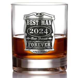 english pewter company 11oz best man tumbler old fashioned whisky rocks glass personalised with your year – perfect wedding party gifts for your groomsmen – gift box [wd002]