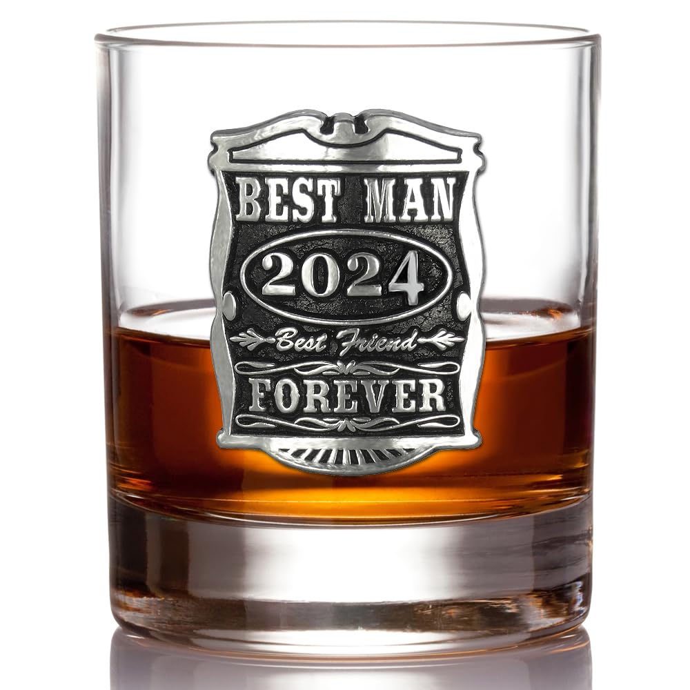 English Pewter Company 11oz Best Man Tumbler Old Fashioned Whisky Rocks Glass Personalised With Your Year – Perfect Wedding Party Gifts For Your Groomsmen – Gift Box [WD002]