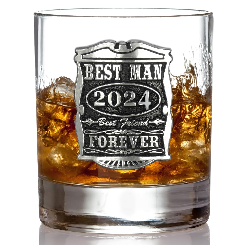 English Pewter Company 11oz Best Man Tumbler Old Fashioned Whisky Rocks Glass Personalised With Your Year – Perfect Wedding Party Gifts For Your Groomsmen – Gift Box [WD002]