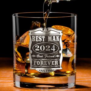 English Pewter Company 11oz Best Man Tumbler Old Fashioned Whisky Rocks Glass Personalised With Your Year – Perfect Wedding Party Gifts For Your Groomsmen – Gift Box [WD002]