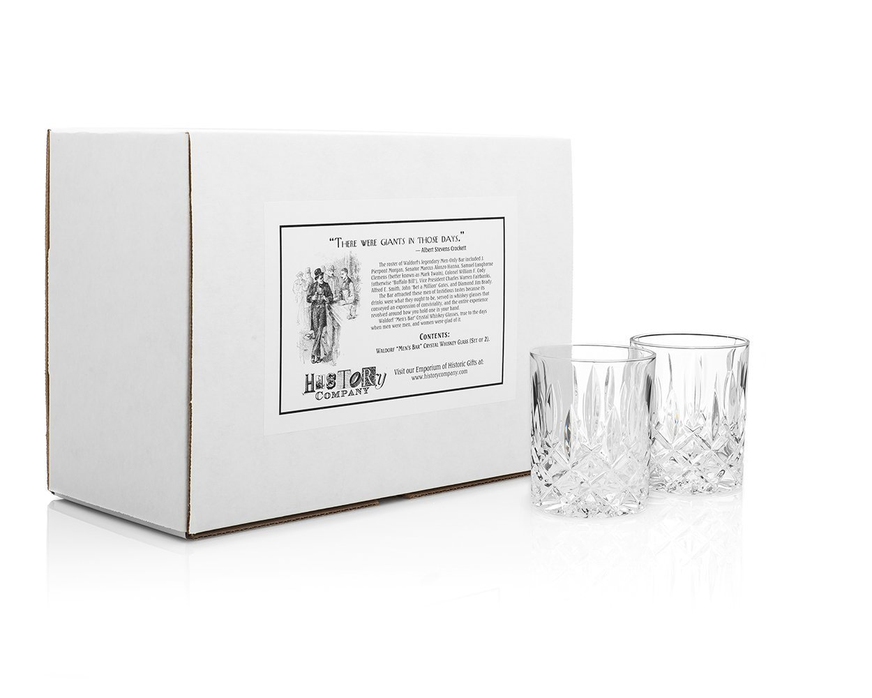 HISTORY COMPANY Astor “Men's Bar” Crystal Whiskey Glass 2-Piece Set (Gift Box Collection)