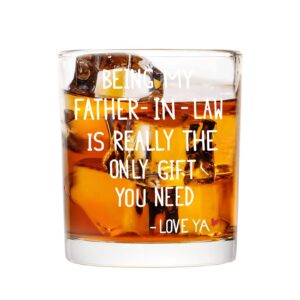 modwnfy father's day gifts for father in law, father in law gift from daughter in law son in law, father in law whiskey glass, funny old fashioned glass for father in law, 10 oz